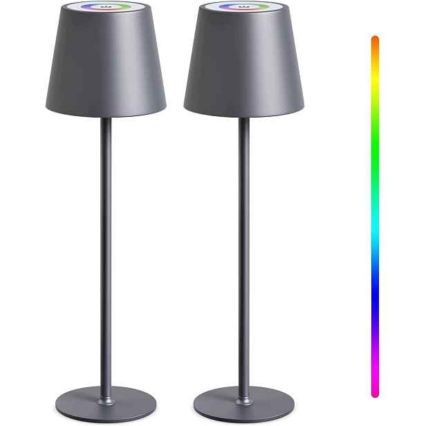 Stolní Led lampa Bezdrátová Akumulátorová IP44 Rgb Usb-c 2ks Černá