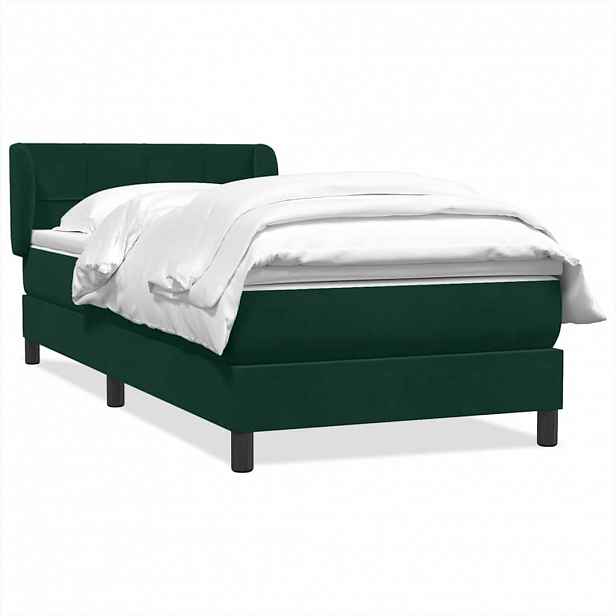 vidaXL Box spring postel s matrací tmavě zelená 80x220 cm samet