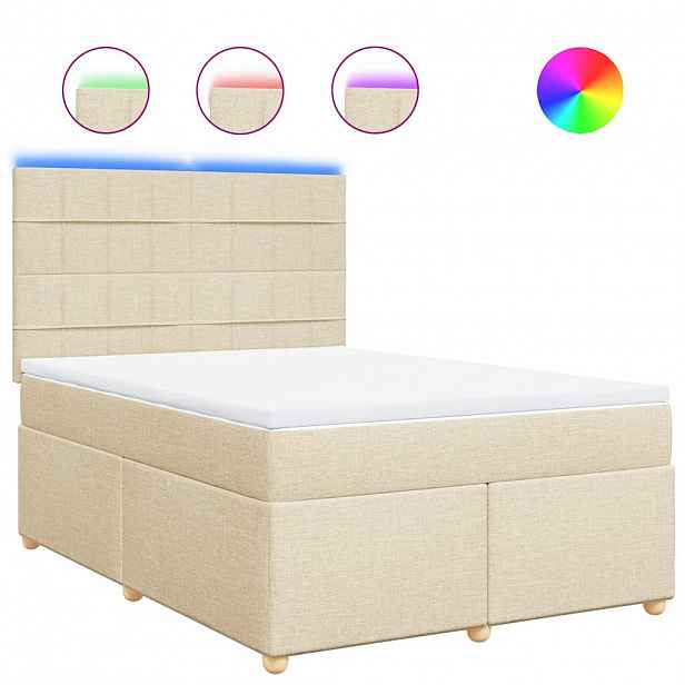 vidaXL Box spring postel s matrací krémová 140x190 cm textil