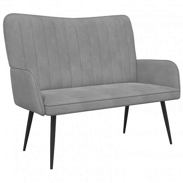 vidaXL Sofa pro dvě osoby Světle šedá 115 x 61 x 87 cm Samet