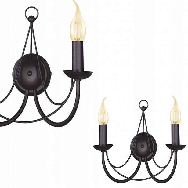 Dvouramenné nástěnné svítidlo E14 černé ze série Perseo svícnové Kaja Lighting