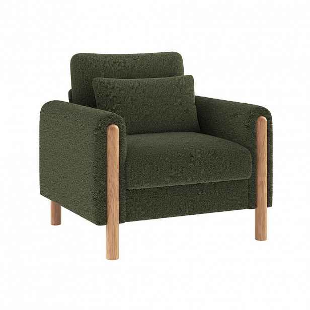 Redom RELAXAČNÍ křeslo 87/83/88,5 cm s područkami a odnímatelným sedákem z imitace beránčí kůže, Zelená