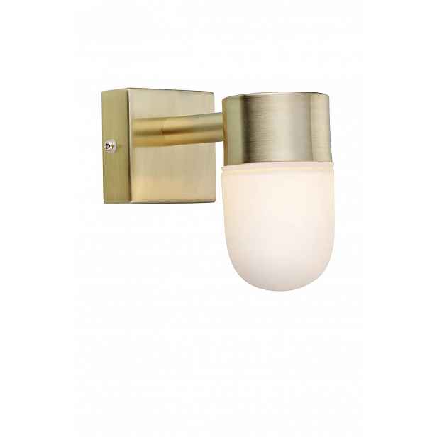 Zlatá koupelnová nástěnná lampa vedle zrcadla IP44 106374 Markslojd