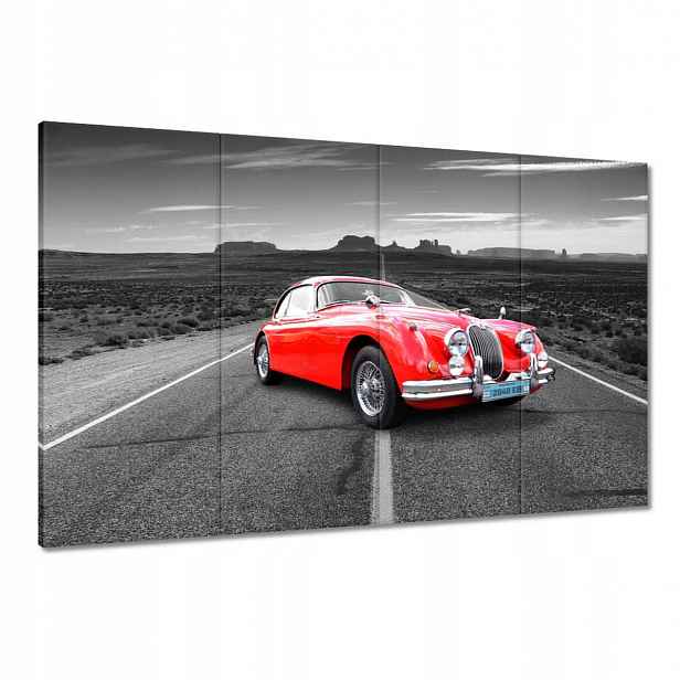 Obrazy 120x80 Červené auto Dálnice