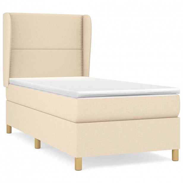 vidaXL Box spring postel s matrací krémová 100 x 200 cm textil
