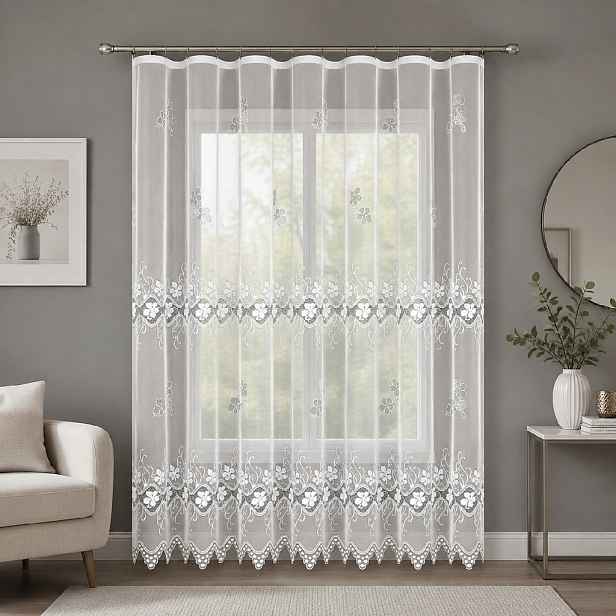 Dekorační žakárová záclona s řasící páskou LINETTE 250 bílá 200x250 cm MyBestHome