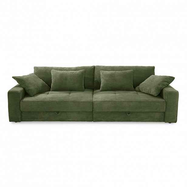 luma-home VELKÁ POHOVKA se 2 úložnými prostory, spousta úložného prostoru, 274 × 113 × 84 cm (Š×H×V), ležecká plocha 103 × 241 cm, zelený kord / 15262
