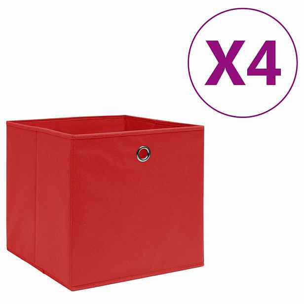 vidaXL Úložné boxy 4 ks netkaná textilie 28 x 28 x 28 cm červené