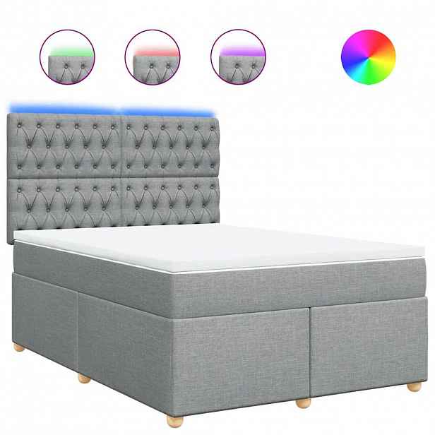 vidaXL Box spring postel s matrací světle šedá 140 x 190 cm textil