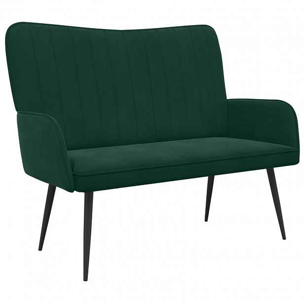 vidaXL Sofa pro dvě osoby Tmavě zelená 115 x 61 x 87 cm Samet