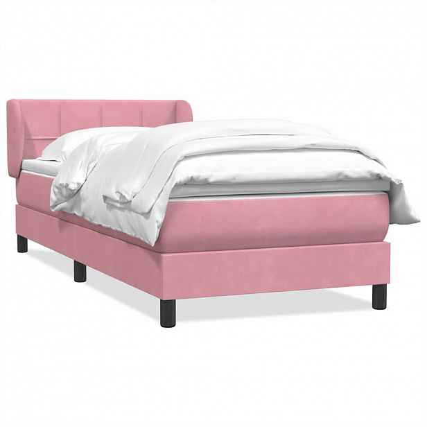 vidaXL Box spring postel s matrací růžová 80x220 cm samet