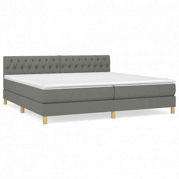 vidaXL Box spring postel s matrací tmavě šedá 200x200 cm textil