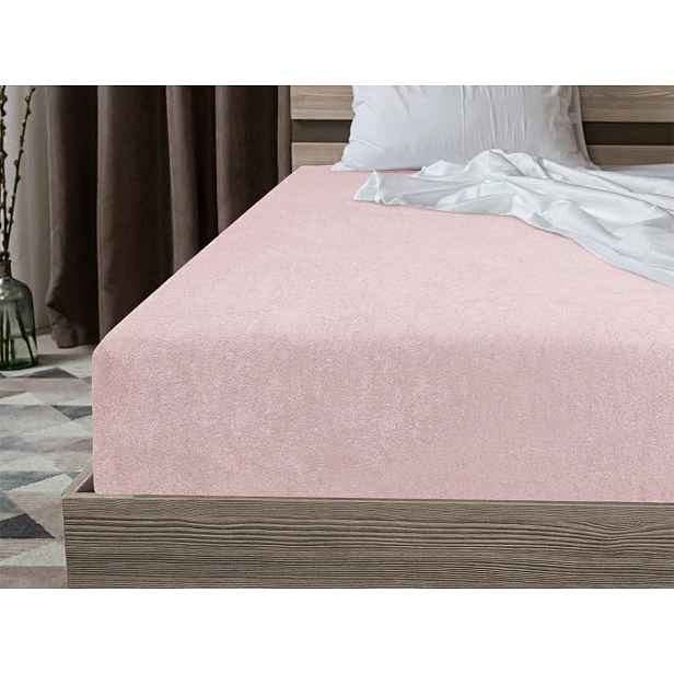 Fleecové napínací prostěradlo MOLTON světle růžové 180 x 200 cm