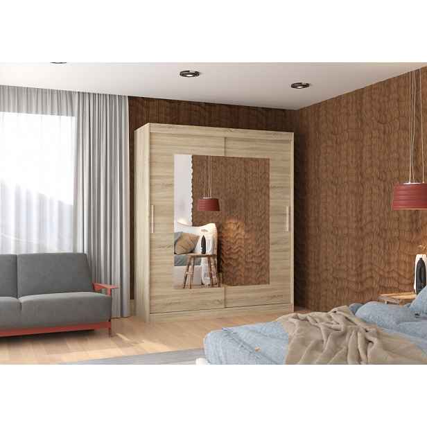 Šatní skříň se zrcadlem 180 cm BALIA - dub sonoma