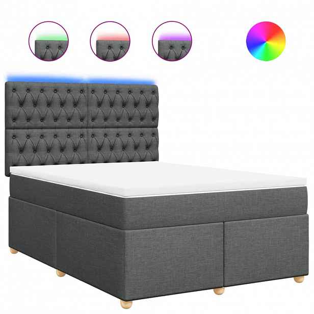 vidaXL Box spring postel s matrací tmavě šedý 140 x 190 cm textil