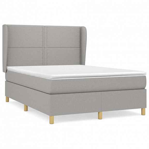 vidaXL Box spring postel s matrací světle šedá 140 x 190 cm textil