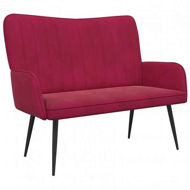 vidaXL Sofa pro dvě osoby Víno Červené 115 x 61 x 87 cm Samet