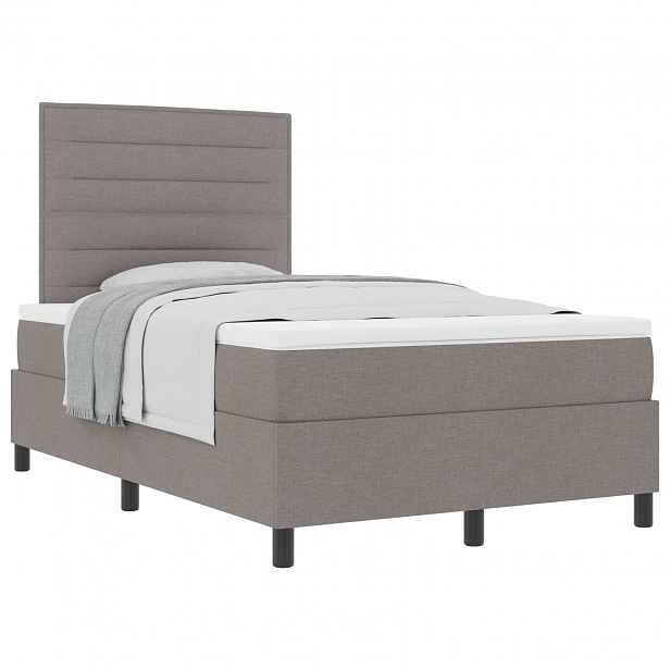 vidaXL Postel s boxspringem s čelo Taupe 120 x 200 cm textil