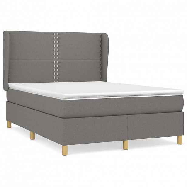 vidaXL Box spring postel s matrací tmavě šedý 140 x 190 cm textil