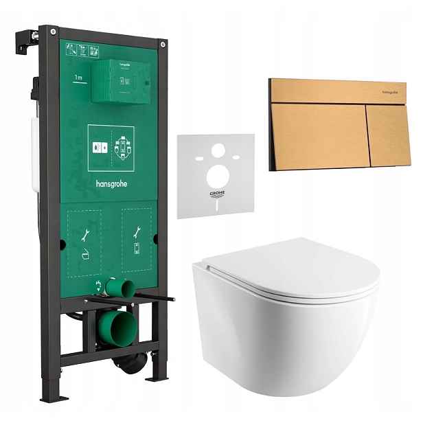 7v1 Wc Set Stelaz Hansgrohe iFrame Wc Mísa Omnires Matná Tlačítko