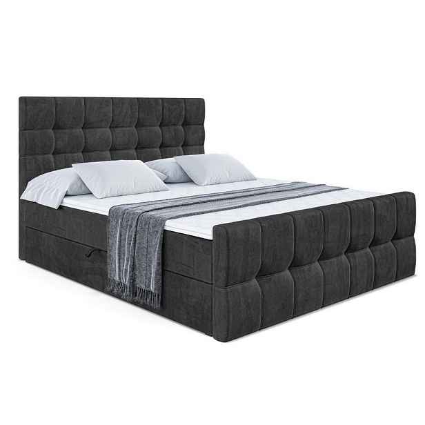 ALTDECOR KONTINENTÁLNÍ POSTEL s matrací H4 - BERO-Z - 180x200 cm Černá