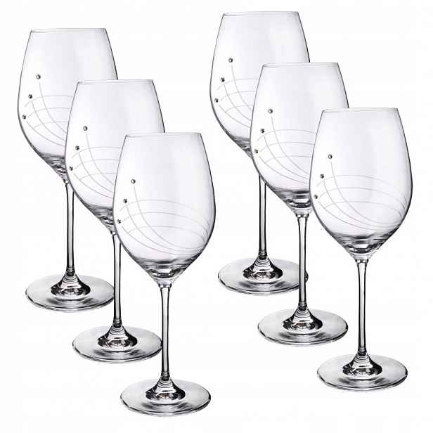 Linie sada 6 ks sklenic na víno s krystaly Preciosa 470 ml