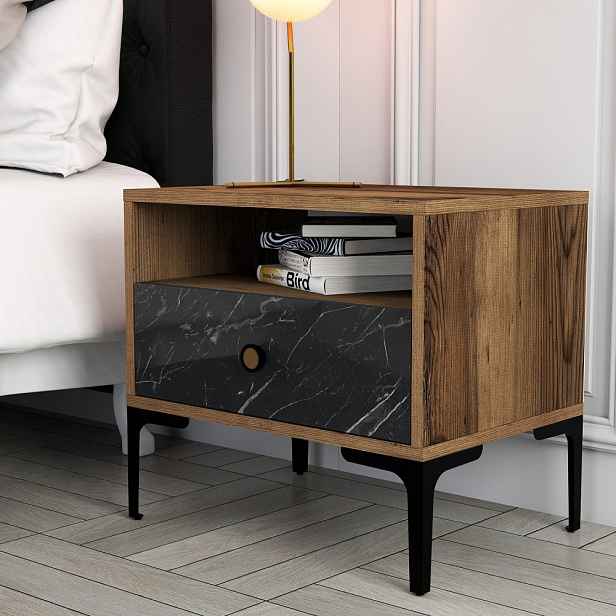 Noční stolek Lizbon 534 - Walnut, Black