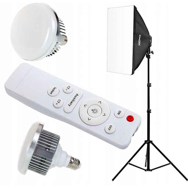 Softbox S Dálkovým Ovládáním 40x40 cm Stativ Lampa 85W Foto 2 ks v balení