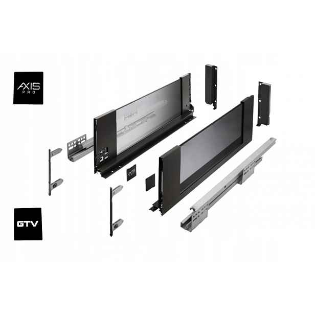 Šuplík Gtv Axis Pro Glass Vysoká H167 300 MM S Tlumením Dovírání Černá