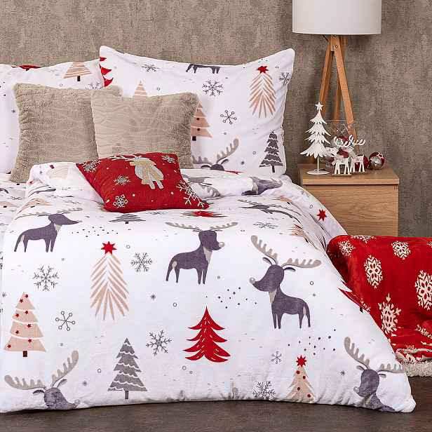 4Home Povlečení Cute reindeer mikroflanel, 140 x 220 cm, 70 x 90 cm