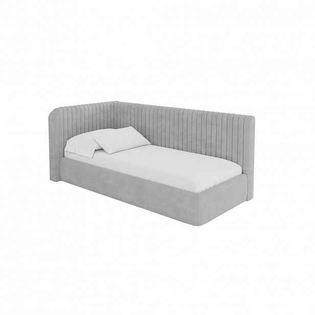 ALTDECOR JEDNOLŮŽKOVÁ POSTEL pro mládež s úložným prostorem a matrací H3/H4, vpravo - AURY 80x200 šedá
