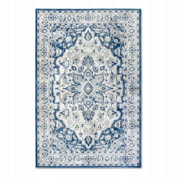 Koberec do obývacího pokoje 200 x 280 cm, klasický krémově modrý vzor