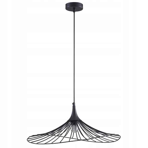 Moderní závěsná lampa černý kulatý klobouk 50 cm do obývacího pokoje Polux