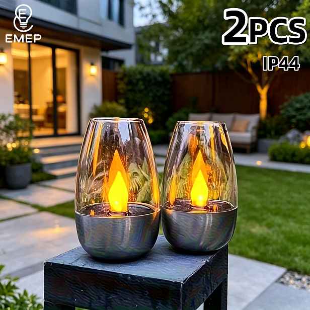 TEMU 2/4/6 ks solárních svíčkových lamp, teplé světlo s velkým plamenem, solární nabíjení, dekorativní dekorace, ozdoby, romantické ambientní