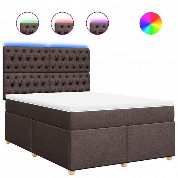 vidaXL Box spring postel s matrací tmavě hnědá 140x190 cm textil