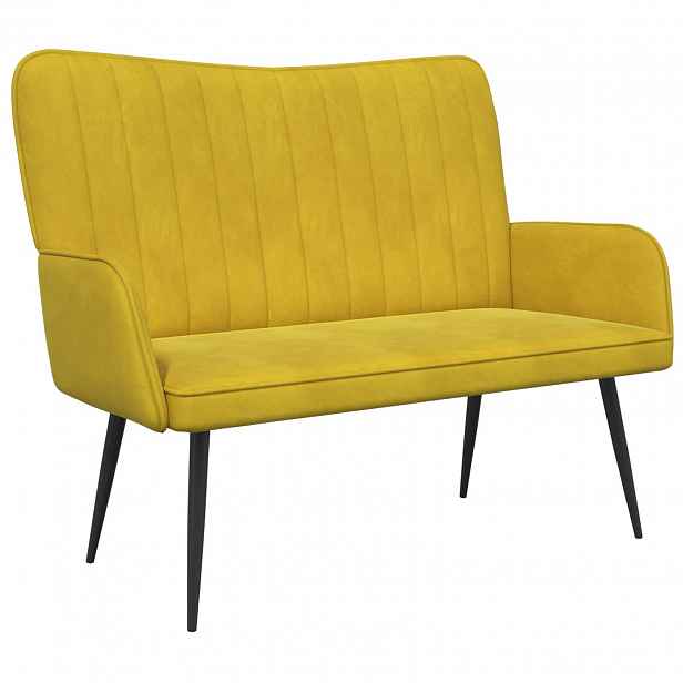 vidaXL Sofa pro dvě osoby Žlutá 115 x 61 x 87 cm Samet