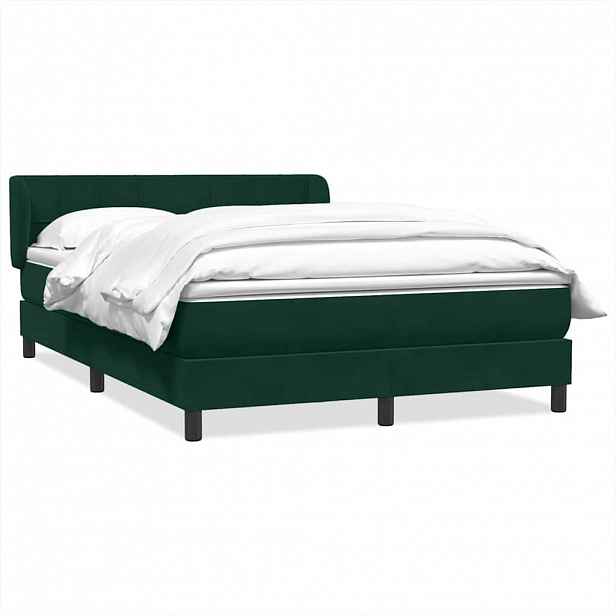 vidaXL Box spring postel s matrací tmavě zelená 160x220 cm samet
