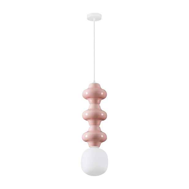 Bílé/světle růžové keramické závěsné svítidlo se skleněným stínidlem ø 18 cm Clio – Nova Luce