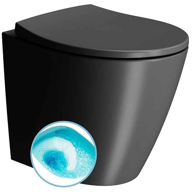 GSI MODO WC mísa stojící, Swirlflush, 37x52cm, spodní/zadní odpad, černá dual-mat