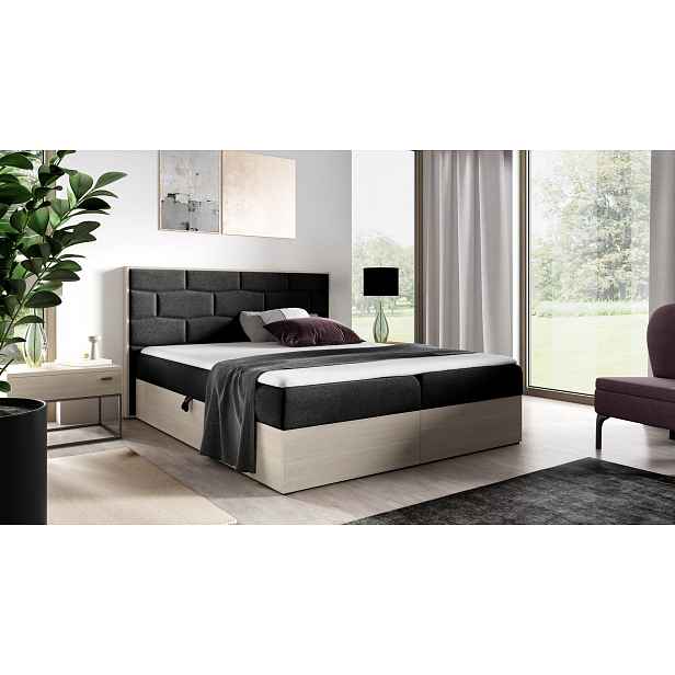 Kontinentální postel 120x200 CHANTELLE 9 - nordic teak / grafitová + topper ZDARMA