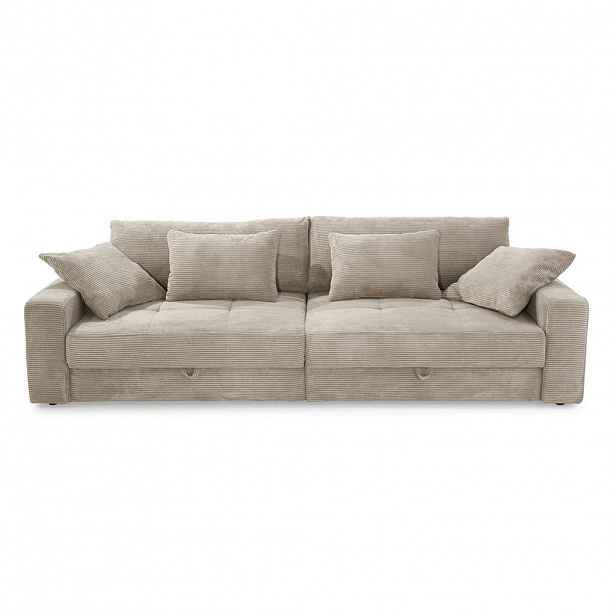 luma-home VELKÁ POHOVKA se 2 úložnými prostory, velkým úložným prostorem, 274 × 113 × 84 cm (Š×H×V), ležecká plocha 103 × 241 cm, manšestr béžovo-šedý