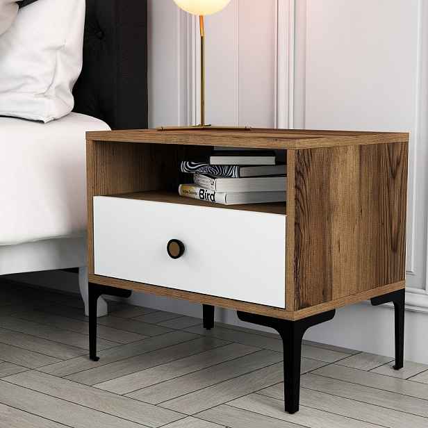 Noční stolek Lizbon 530 - Walnut, White