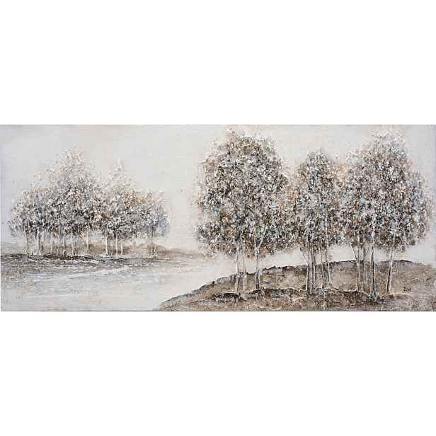 Ručně malovaný obraz Zimní klid v krajině 140x60 cm, olejomalba