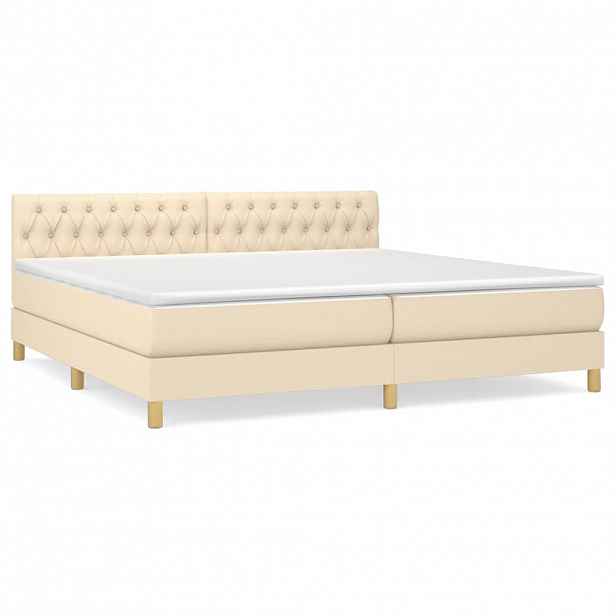 vidaXL Box spring postel s matrací krémová 200x200 cm textil