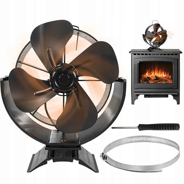 Černý ventilátor do pece 160-200 cfm, nastavitelné lopatky 180°, tichý