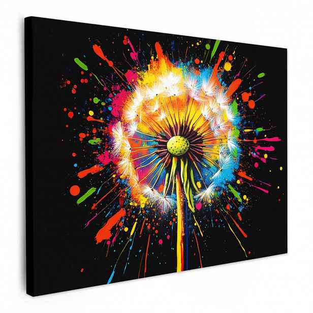 MuchoWow OBRAZ NA PLÁTNĚ Pampeliška - Graffiti - Barevné - Květiny - Příroda 80x60 cm
