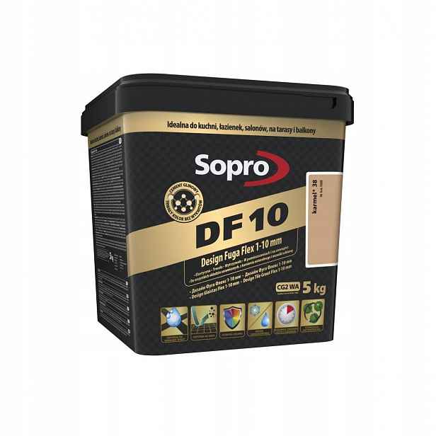 Sopro elastická spárovací hmota hnědá a béžová DF10 1-10 mm Karamel 5 kg Po Termínu