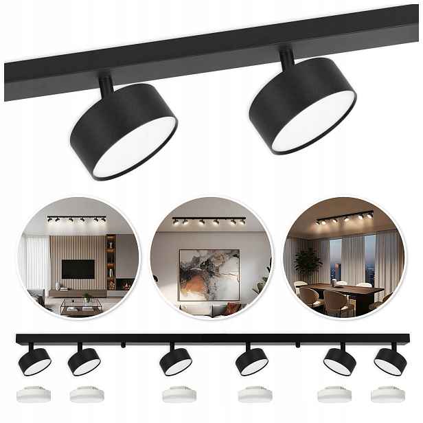 Stropní svítidlo reflektor 6xGX53 černé GX53 5W teplé