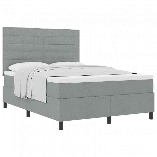 vidaXL Postel s boxspringem s matrací Světle šedá 140 x 190 cm textil