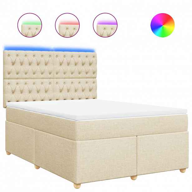 vidaXL Box spring postel s matrací krémová 140x190 cm textil
